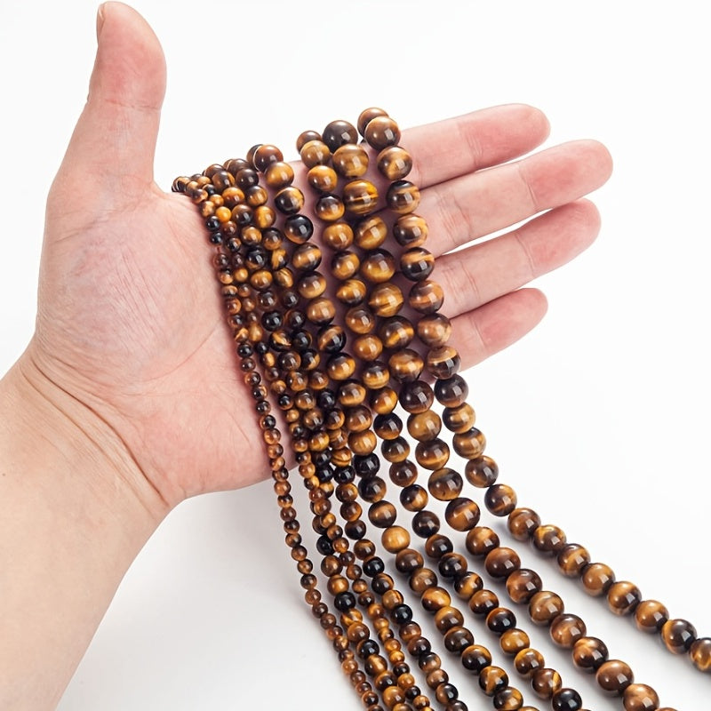 Natural Yellow Tiger's Eye Gemstone Round Beads for Jewelry Making DIY