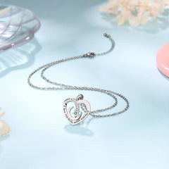Heart Star Moon Copper Zircon Pendant Necklace With Meaningful Message Card