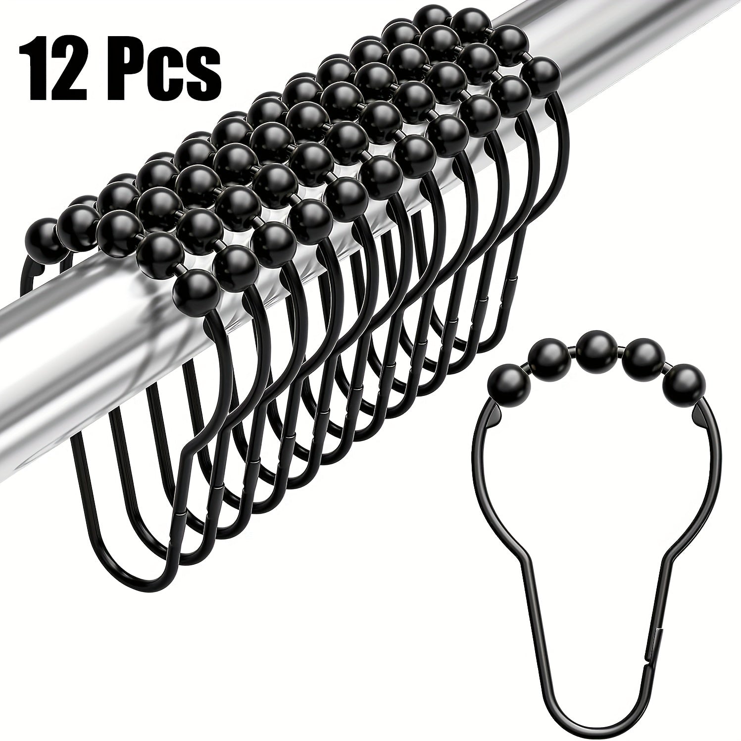 12pcs Gourd Design Shower Curtain Hook Stainless Steel Bathroom Acces