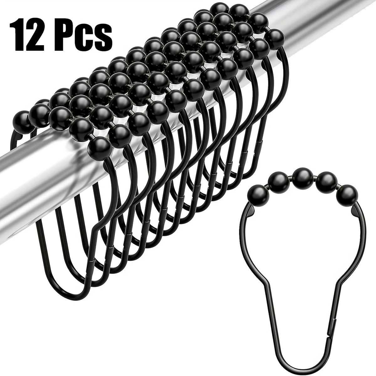 12pcs Gourd Design Shower Curtain Hook Stainless Steel Bathroom Acces