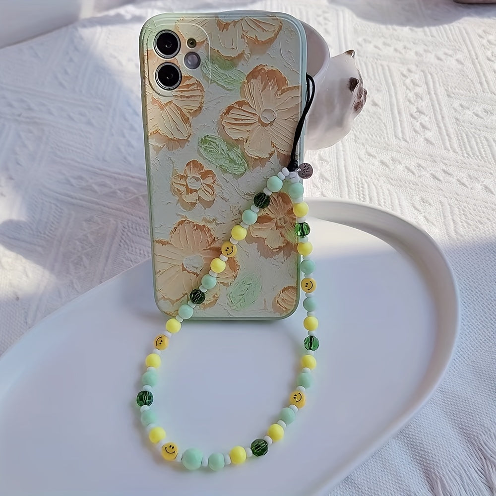 Beaded Phone Lanyard Rhinestone Keychain Pendant Gift