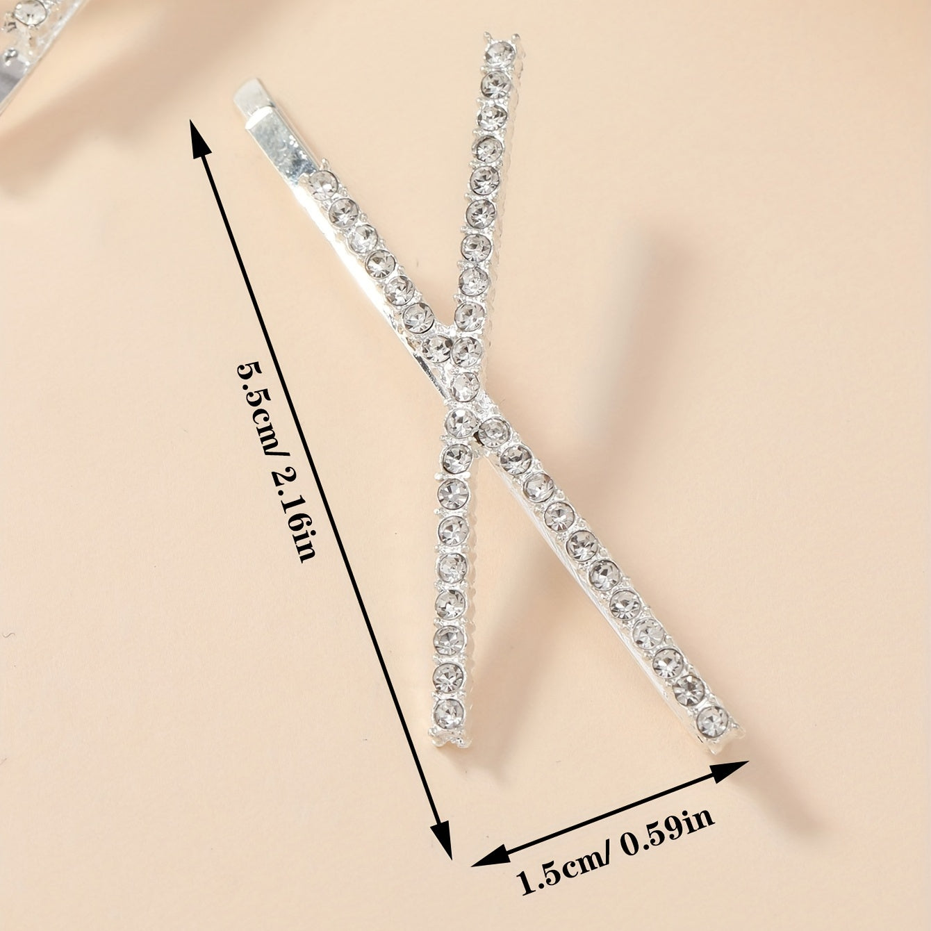 X Shaped Crystal Hair Pins Metal Hair Clip Rhinestone Bobby Pin for Women