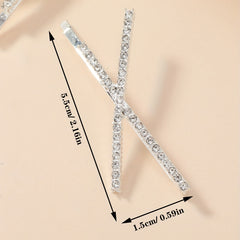 X Shaped Crystal Hair Pins Metal Hair Clip Rhinestone Bobby Pin for Women