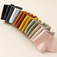 14 Pairs Women's Crew Short Socks Solid Color Comfy & Breathable Stockings