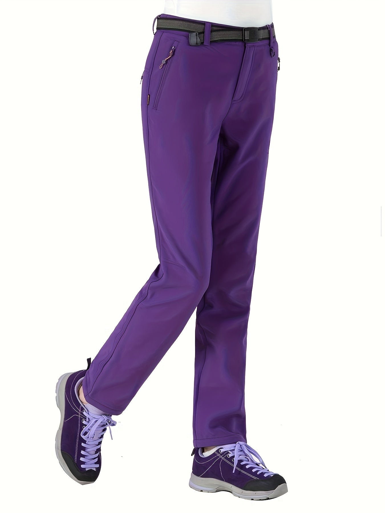 Women's Purple Fleece Lined High Waist Sports Pants