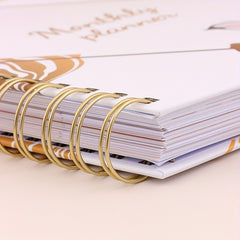 Delicate Monthly Planner Coil Book Flower Hard Cover With Calendar