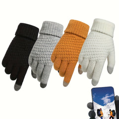 Warm Fleece Lined Knit Touch Screen Gloves for Cold Weather