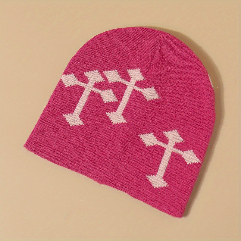 Y2K Multicolor Cross Woolen Stacking Beanie
