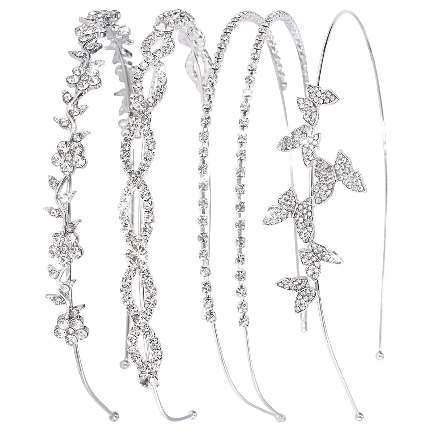 Crystal Flower Leaves Headband Tiara for Wedding