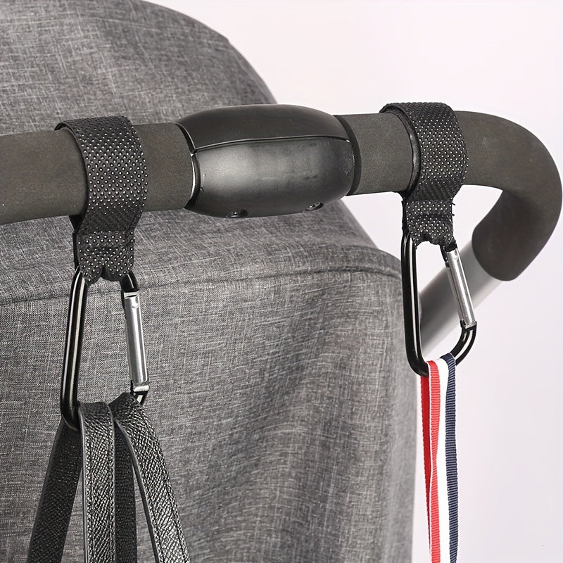 2pcs Stroller Hook Clip Aluminum Carabiner Cart Organizer Diaper Bag Shopping
