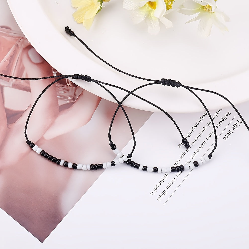 Adjustable Waterproof Cord Couples Bracelets Yin Yang His And Her Lover Bracelet