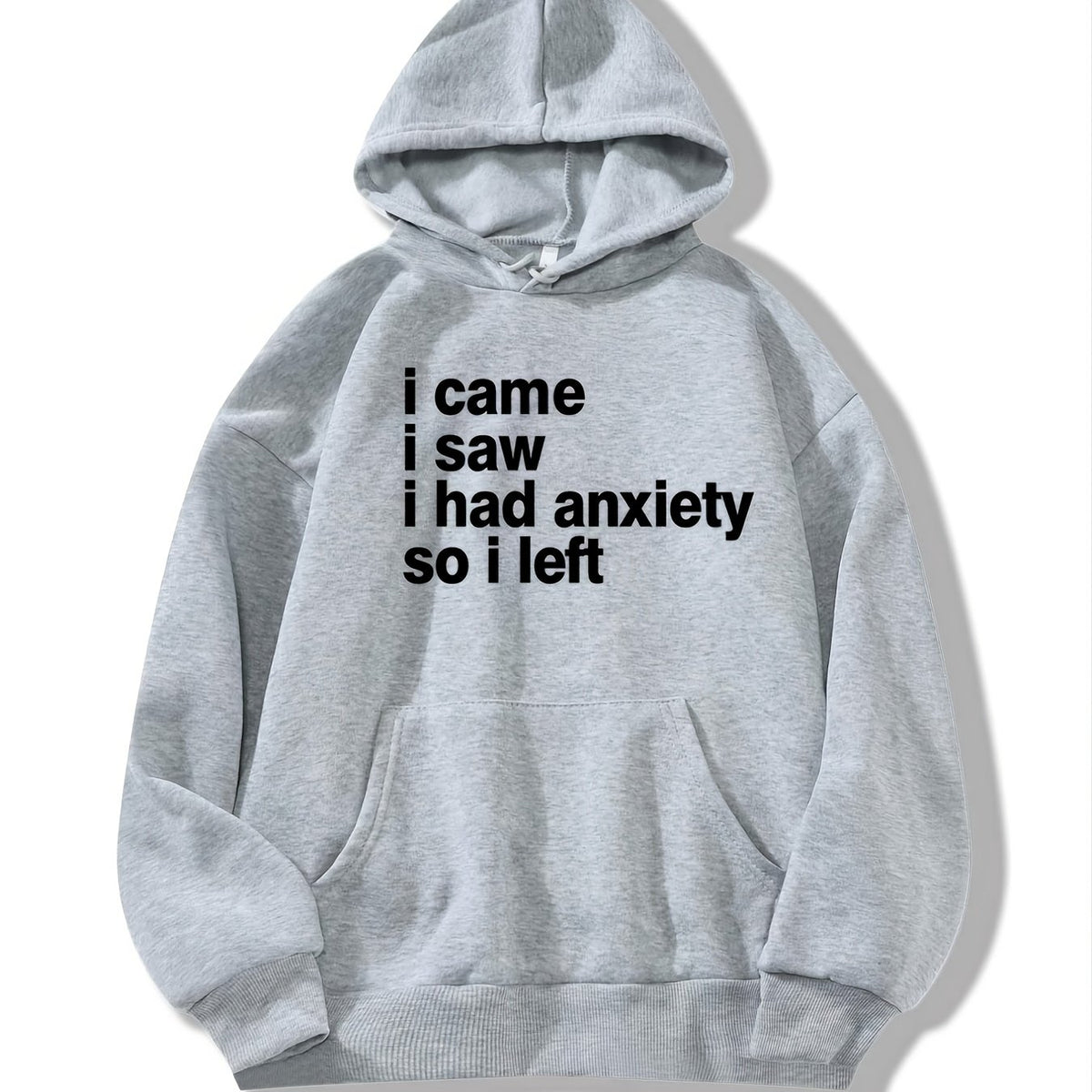 Letter Print Drawstring Hoodie Loose Hooded Sweatshirt