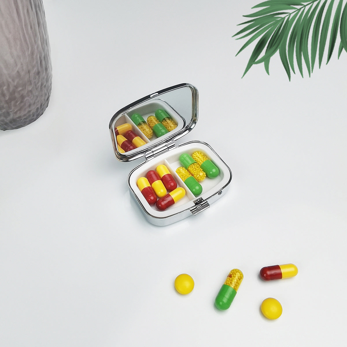 Cartoon Grandmothers Dinner Print Pill Case with 2 Compartments