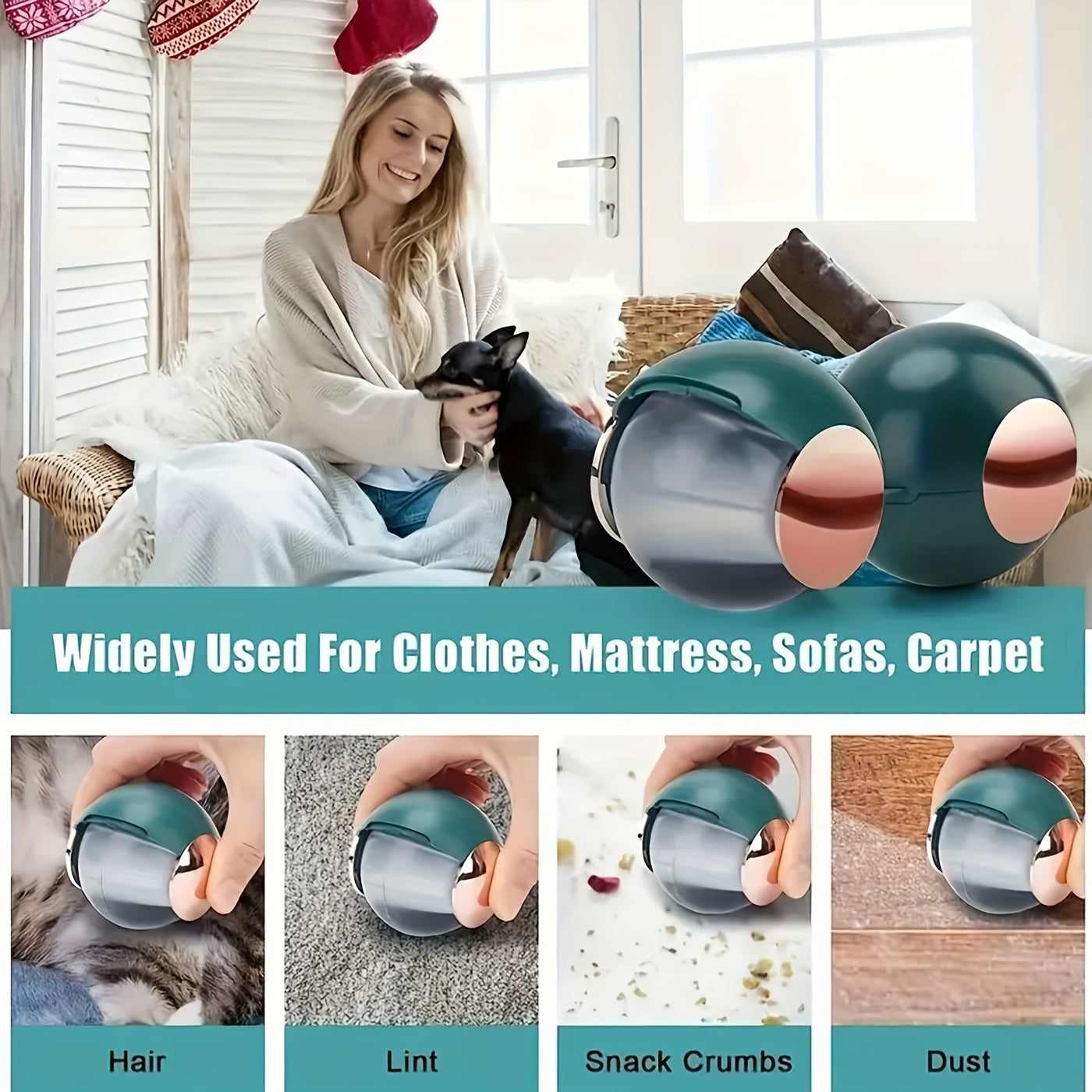 Travel-Friendly Pet Hair Remover Lint Roller Brush