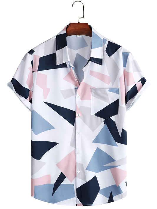 Men's Triangle Pattern Short Sleeve T-shirt - Summer Casual Wear