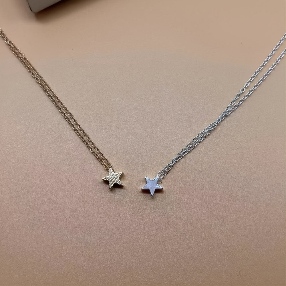 Golden Silver Star Pendant Alloy Necklace