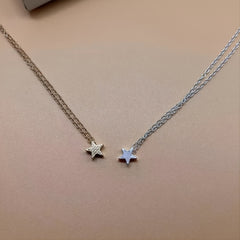 Golden Silver Star Pendant Alloy Necklace