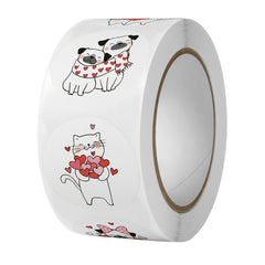 500 Kids Thank You Stickers Roll - Hand Painted Style Tags Love And Cat