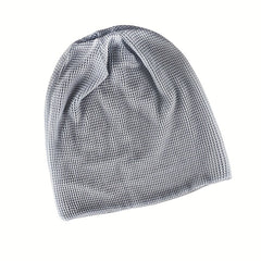 Plaid Hollow Beanie Elastic Lightweight Skull Cap For Women