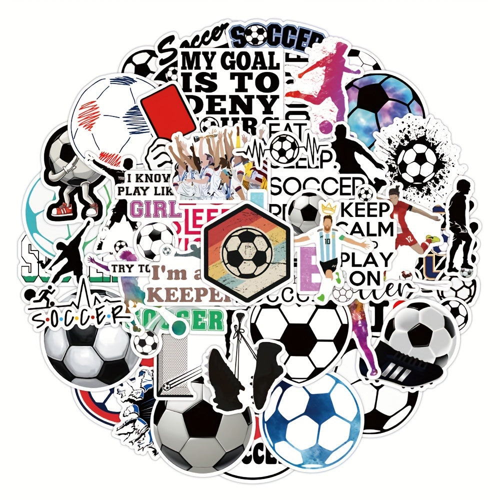 100Pcs Soccer Stickers Waterproof for Laptop Water Bottles