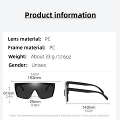 One Piece Large Frame Sunglasses Men Women Nose Support Outdoor Sports FDA