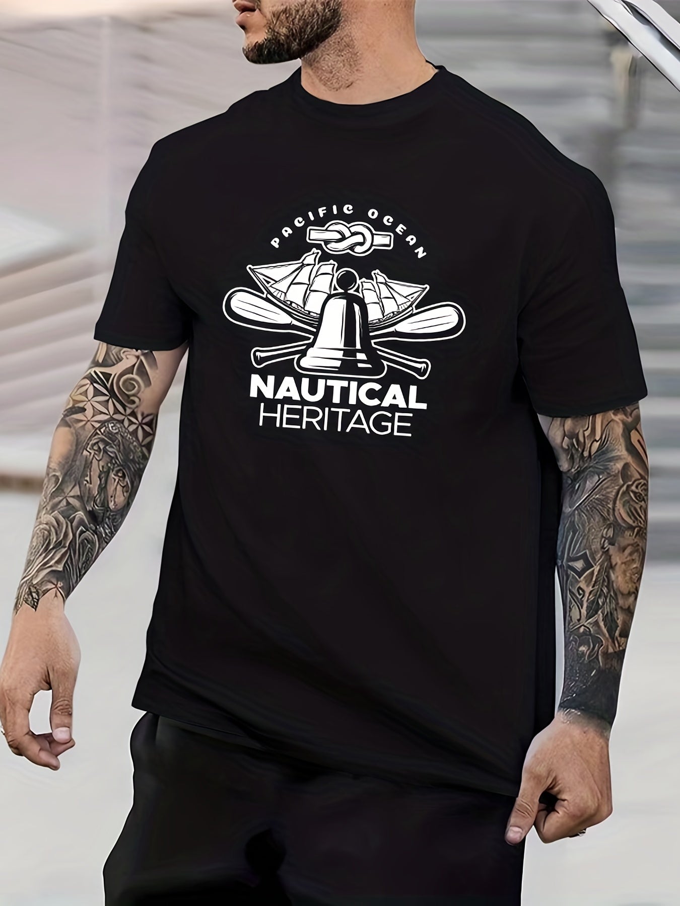 Attitude Print Men's Graphic Crew Neck Active T shirt