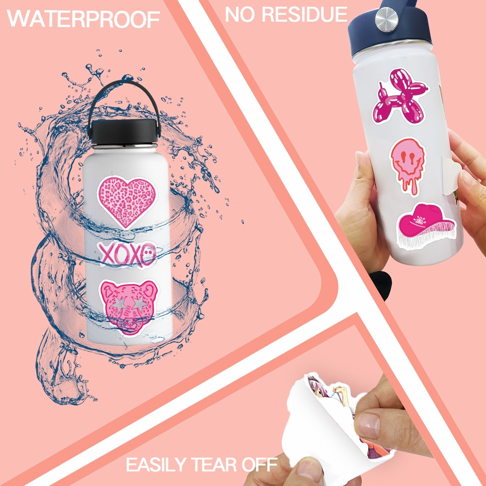 102pcs Preppy Vinyl Sticker Party Supplies Waterproof Stickers Pink Party