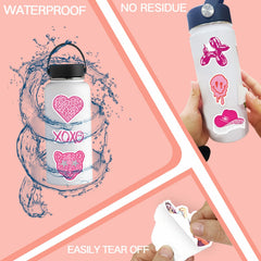 102pcs Preppy Vinyl Sticker Party Supplies Waterproof Stickers Pink Party