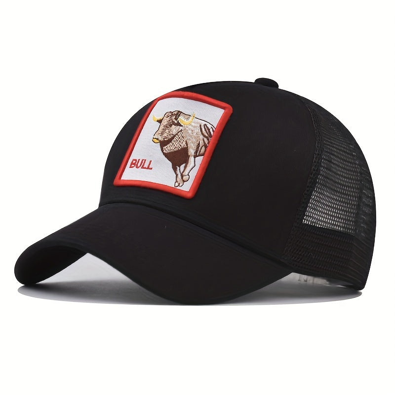 Bull Cash Cartoon Baseball Cap Animal Embroidery Patch Trucker Hat