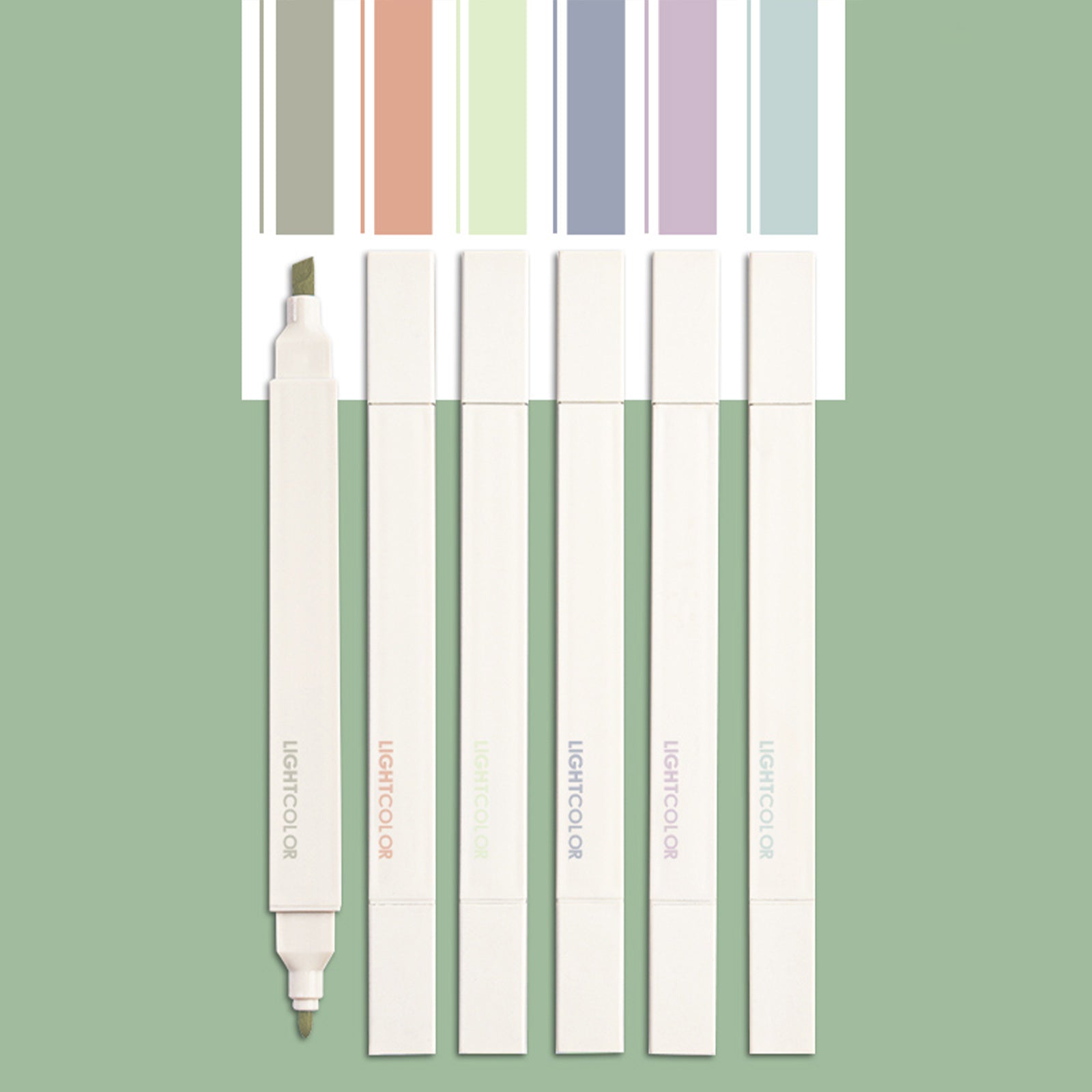 6pcs Morandi Double Ended Highlighters - Students Marking Key Points