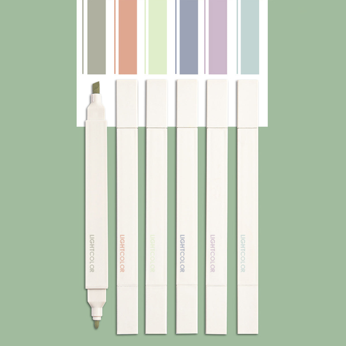 6pcs Morandi Double Ended Highlighters - Students Marking Key Points