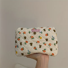 Bear Flower Cosmetic Bag Large Capacity Portable Travel Washing Bag