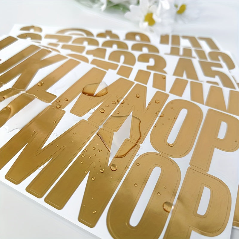 6 Sheets Golden Letter Stickers Large Letters Numbers And Symbols