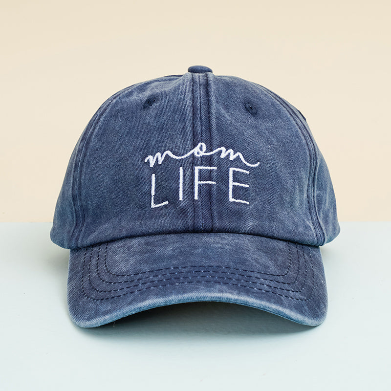 MOM LIFE Embroidery Baseball Cap Washed Solid Unisex Sun Visor Hat