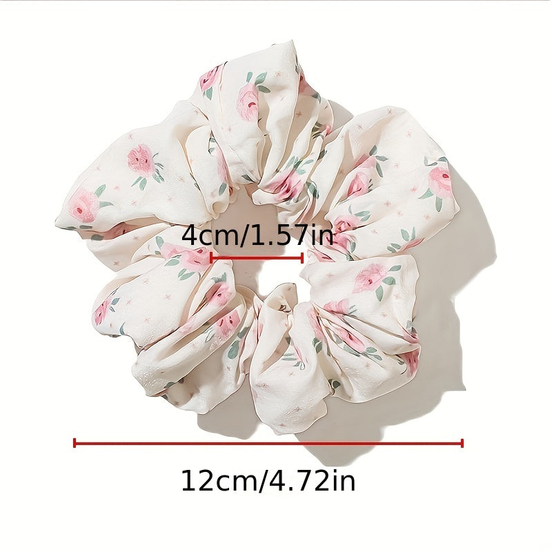 Large Floral Print Scrunchie Hair Tie Hair Rope Retro Hair Accessories