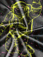 Floating Astronaut Print Boy's Short Sleeve T shirt Breathable Casual Top