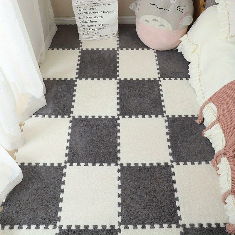 10pcs Plush Puzzle Foam Floor Mat Square Area Rug 12'X12'