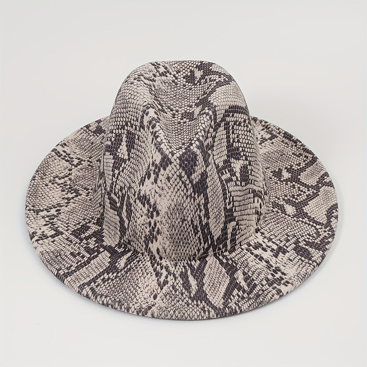 Snake Pattern Woolen Top Hat Big Brim Jazz Hat