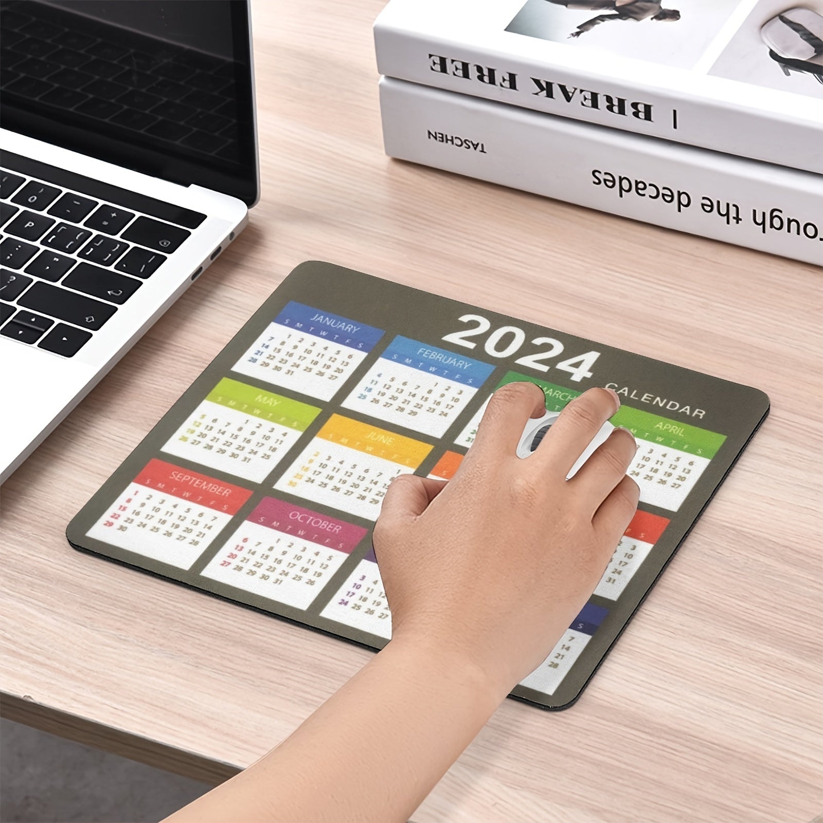 1pc Calendar Mouse Pad Non Slip Rubber Laptop Mouse Pad