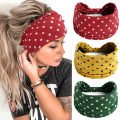 Polka Dot Knotted Headband Hairband Boho Sports Yoga Headscarf