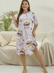  Duck Print Short Sleeve Nightdress