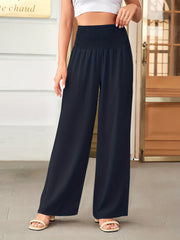 Solid Pleated Wide Leg Pants Casual Loose Pants