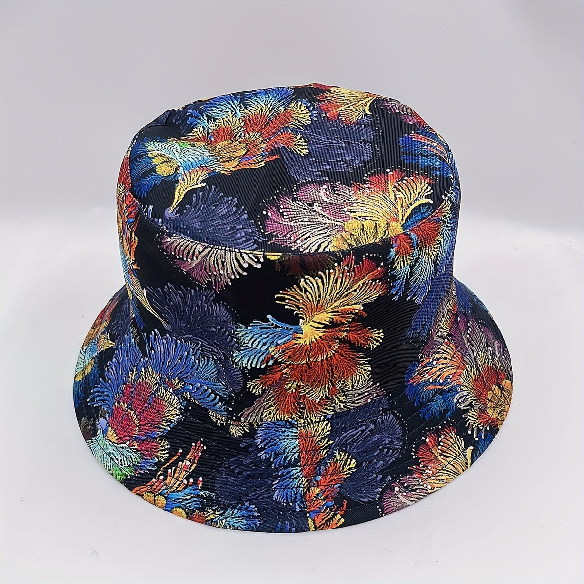 Coral Print Reversible Bucket Hat Cotton Basin Hat for Men Women
