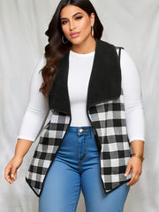 Colorblock Gingham Knit Vest