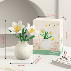 Building Block Flower Arrangement with Vase Toy Decorations
