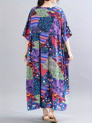  Allover Print Loose Maxi Dress