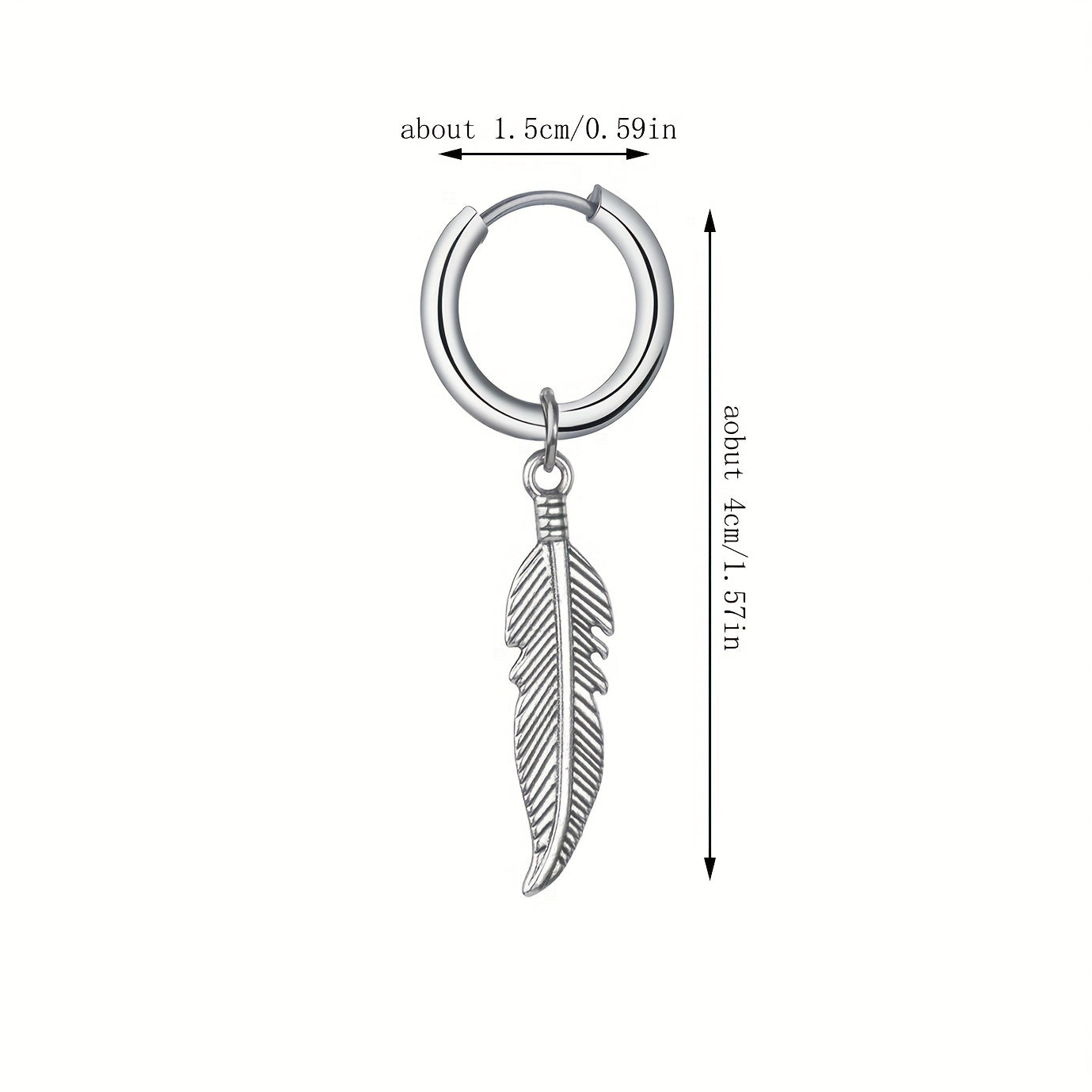 Punk Style Feather Pendant Steel Earrings
