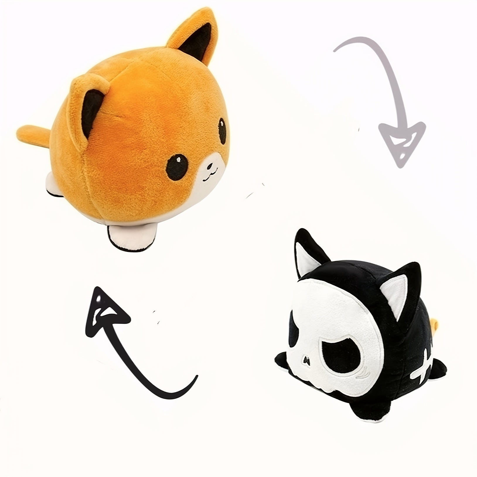 Reversible Cat Plush Animals Stuffed Flip Kids Double Sided Doll Toy