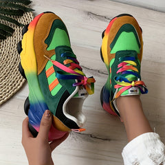 Women's Colorful Lace Up Mesh Sneakers Non Slip Sport Shoes