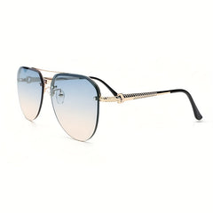 Gradient Metal Round Aviator Sunglasses